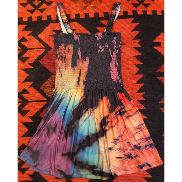 NEW NO BRAND FIT AND FLARE MULTICOLORED TIE DYED TOP. SIZE XL - Picture 2 of 7